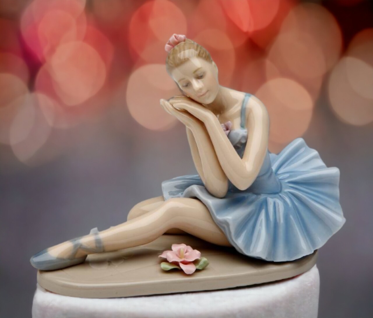Ceramic Ballerina Dreaming in Blue Dress Figurine, Home Décor, Gift for Her, Gift for Daughter, Gift for Ballerina Dancer